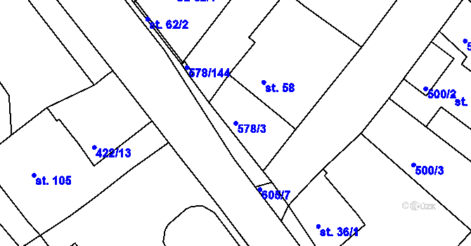 Parcela st. 578/3 v KÚ Říčky u Brna, Katastrální mapa