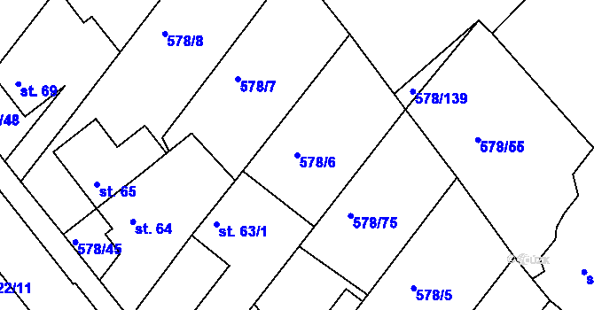 Parcela st. 578/6 v KÚ Říčky u Brna, Katastrální mapa