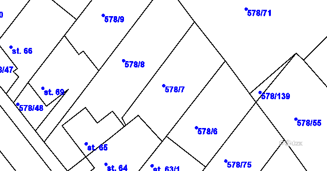 Parcela st. 578/7 v KÚ Říčky u Brna, Katastrální mapa