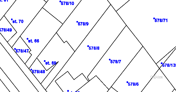 Parcela st. 578/8 v KÚ Říčky u Brna, Katastrální mapa