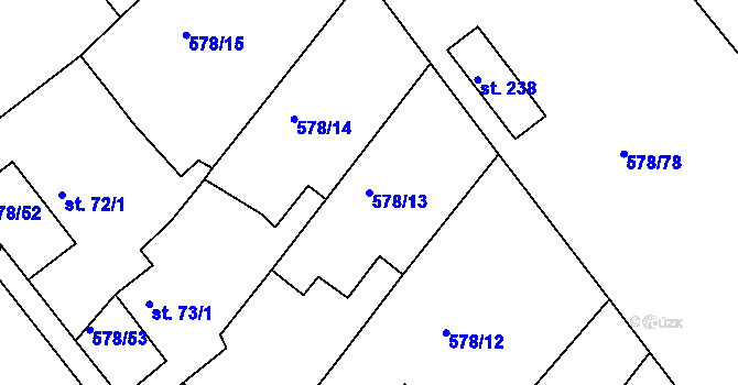 Parcela st. 578/13 v KÚ Říčky u Brna, Katastrální mapa