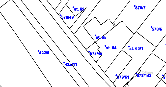Parcela st. 578/46 v KÚ Říčky u Brna, Katastrální mapa