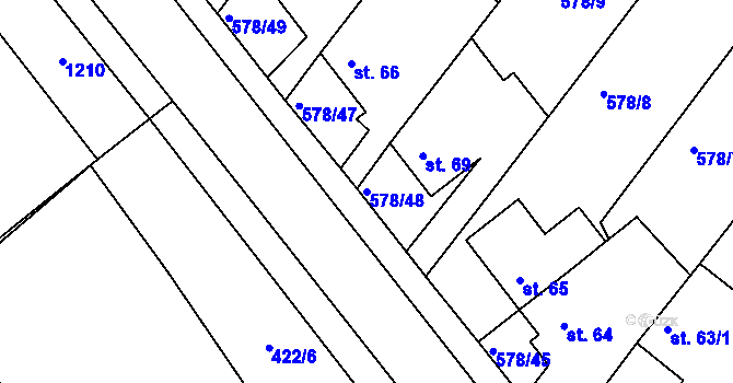 Parcela st. 578/48 v KÚ Říčky u Brna, Katastrální mapa