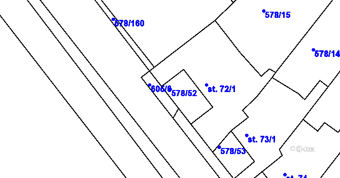Parcela st. 578/52 v KÚ Říčky u Brna, Katastrální mapa