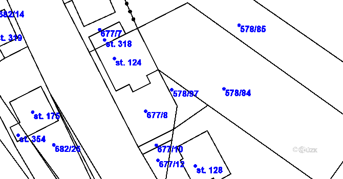 Parcela st. 578/97 v KÚ Říčky u Brna, Katastrální mapa