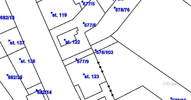 Parcela st. 578/103 v KÚ Říčky u Brna, Katastrální mapa