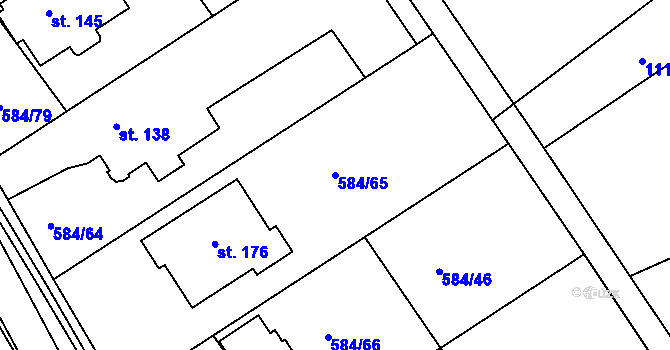Parcela st. 584/65 v KÚ Říčky u Brna, Katastrální mapa
