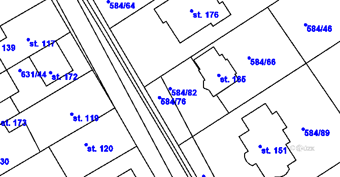 Parcela st. 584/82 v KÚ Říčky u Brna, Katastrální mapa