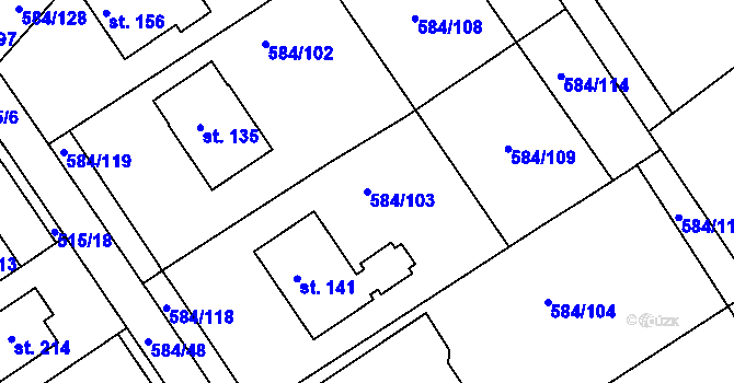 Parcela st. 584/103 v KÚ Říčky u Brna, Katastrální mapa