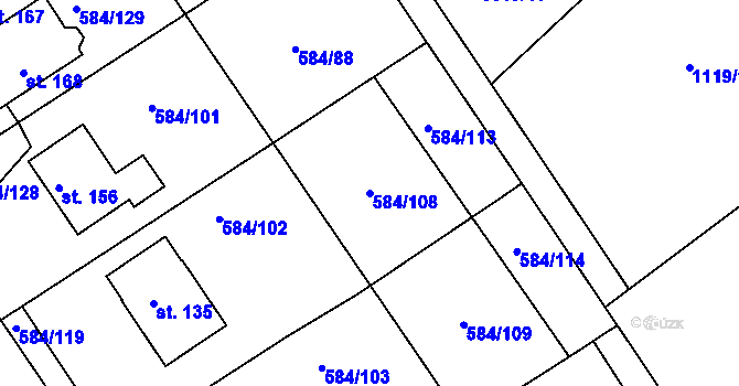 Parcela st. 584/108 v KÚ Říčky u Brna, Katastrální mapa
