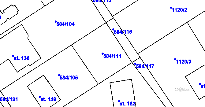 Parcela st. 584/111 v KÚ Říčky u Brna, Katastrální mapa