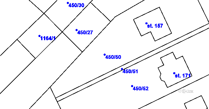 Parcela st. 450/50 v KÚ Říčky u Brna, Katastrální mapa