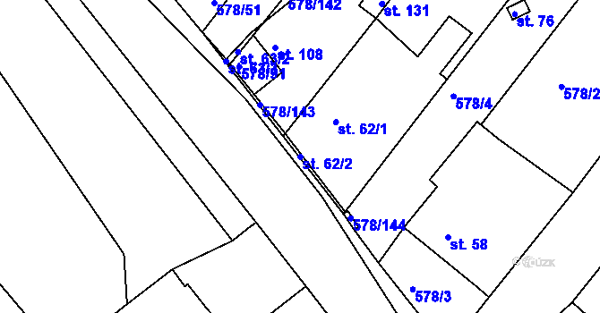 Parcela st. 62/2 v KÚ Říčky u Brna, Katastrální mapa