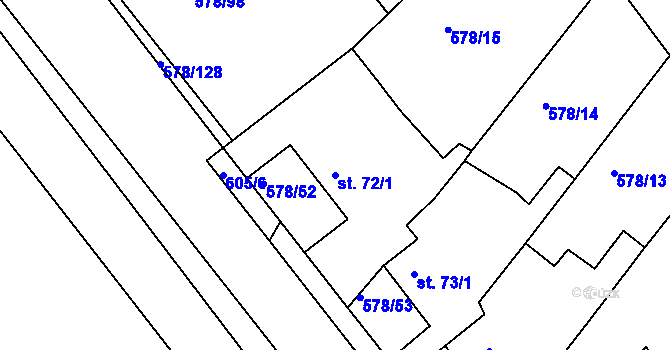 Parcela st. 72/1 v KÚ Říčky u Brna, Katastrální mapa