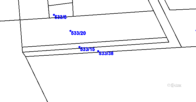 Parcela st. 533/38 v KÚ Říčky u Brna, Katastrální mapa