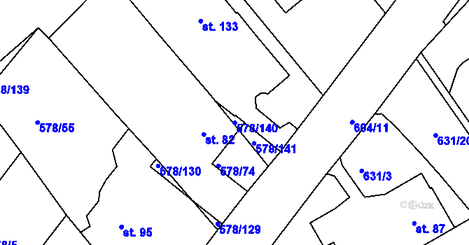 Parcela st. 578/140 v KÚ Říčky u Brna, Katastrální mapa