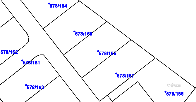 Parcela st. 578/166 v KÚ Říčky u Brna, Katastrální mapa