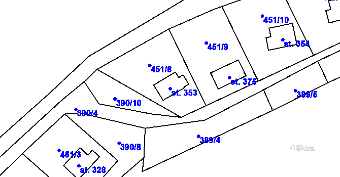 Parcela st. 353 v KÚ Domašov nad Bystřicí, Katastrální mapa