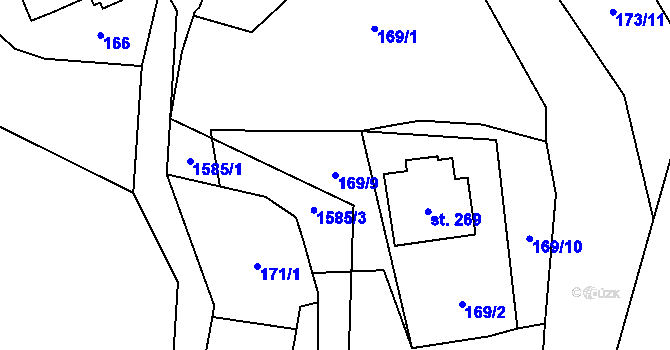 Parcela st. 169/9 v KÚ Domašov nad Bystřicí, Katastrální mapa
