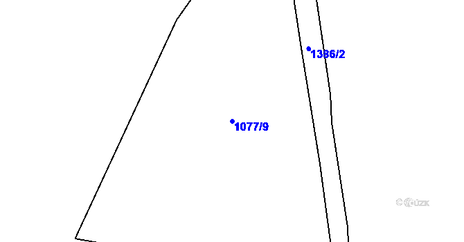 Parcela st. 1077/9 v KÚ Domašov u Šternberka, Katastrální mapa