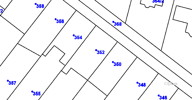 Parcela st. 352 v KÚ Čechy, Katastrální mapa