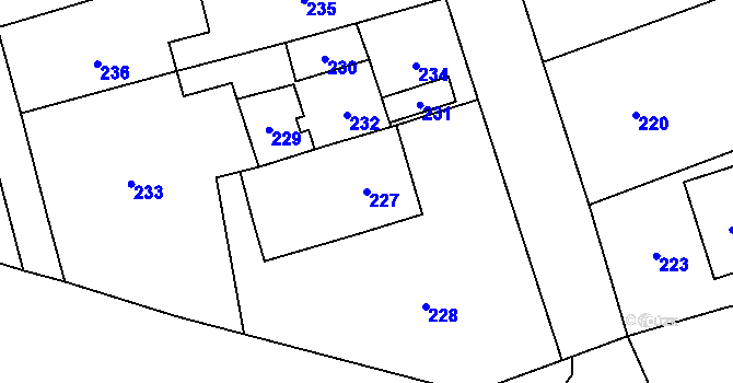 Parcela st. 227 v KÚ Domaželice, Katastrální mapa