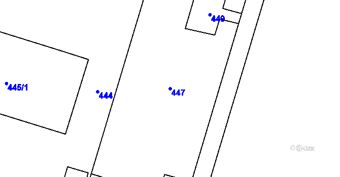 Parcela st. 447 v KÚ Domaželice, Katastrální mapa