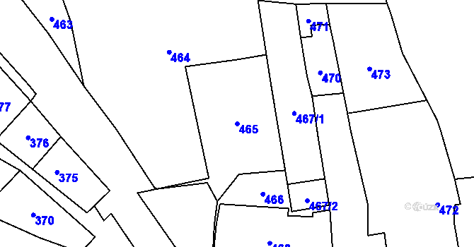 Parcela st. 465 v KÚ Domaželice, Katastrální mapa