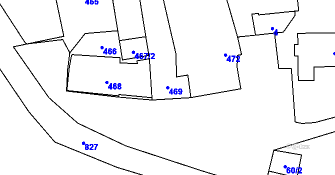 Parcela st. 469 v KÚ Domaželice, Katastrální mapa