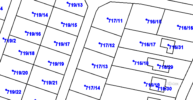 Parcela st. 717 v KÚ Domaželice, Katastrální mapa