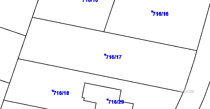 Parcela st. 716/17 v KÚ Domaželice, Katastrální mapa