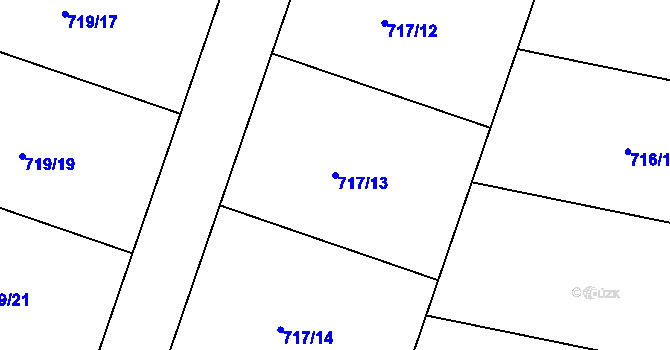 Parcela st. 717/13 v KÚ Domaželice, Katastrální mapa
