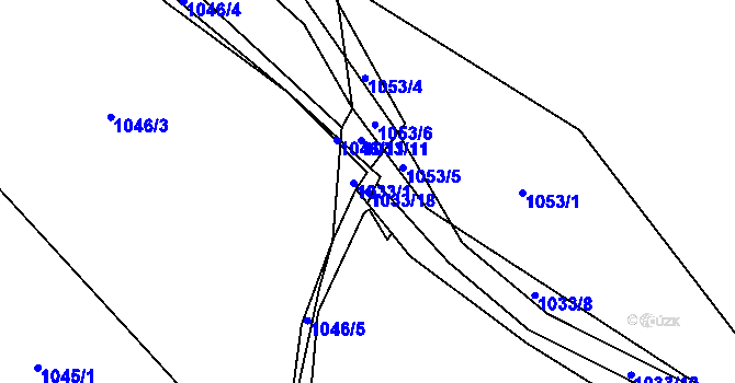 Parcela st. 1033/18 v KÚ Domažlice, Katastrální mapa