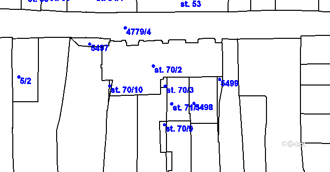 Parcela st. 70/3 v KÚ Domažlice, Katastrální mapa