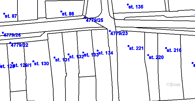 Parcela st. 134 v KÚ Domažlice, Katastrální mapa