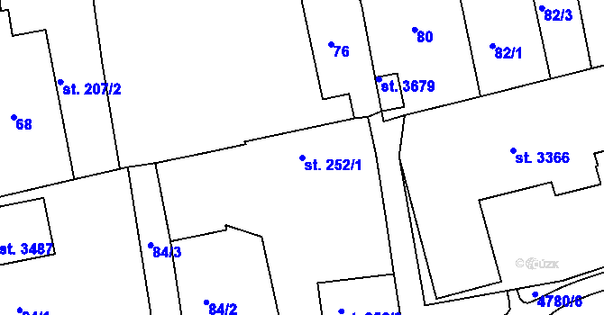 Parcela st. 252/1 v KÚ Domažlice, Katastrální mapa
