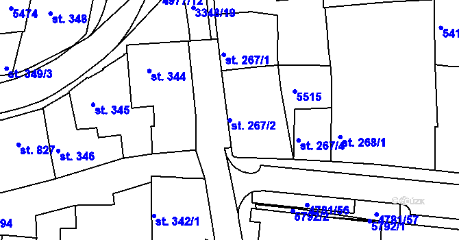 Parcela st. 267/2 v KÚ Domažlice, Katastrální mapa