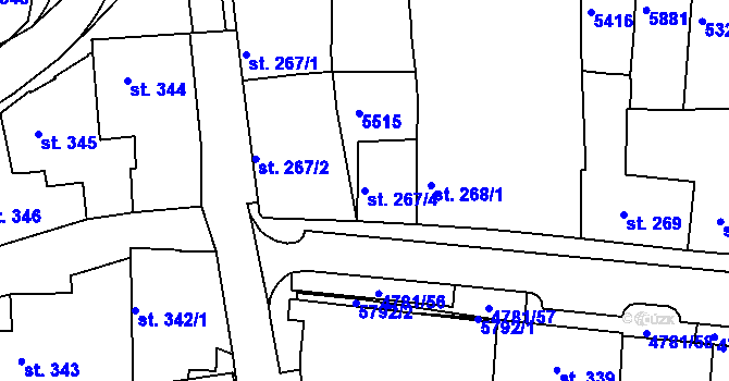 Parcela st. 267/4 v KÚ Domažlice, Katastrální mapa