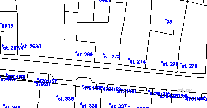 Parcela st. 273 v KÚ Domažlice, Katastrální mapa