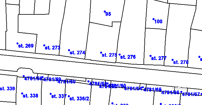 Parcela st. 275 v KÚ Domažlice, Katastrální mapa