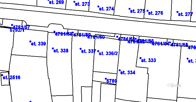 Parcela st. 336/2 v KÚ Domažlice, Katastrální mapa