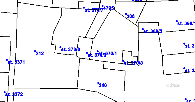 Parcela st. 370/1 v KÚ Domažlice, Katastrální mapa