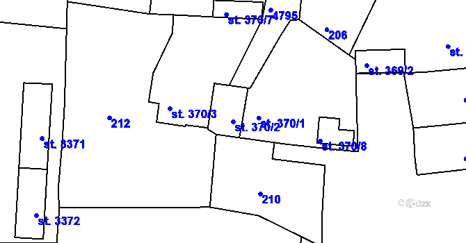 Parcela st. 370/2 v KÚ Domažlice, Katastrální mapa