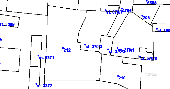 Parcela st. 370/3 v KÚ Domažlice, Katastrální mapa