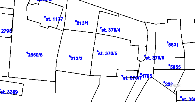 Parcela st. 370/5 v KÚ Domažlice, Katastrální mapa