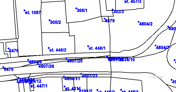 Parcela st. 448/1 v KÚ Domažlice, Katastrální mapa
