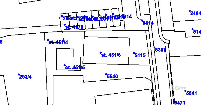Parcela st. 451/6 v KÚ Domažlice, Katastrální mapa