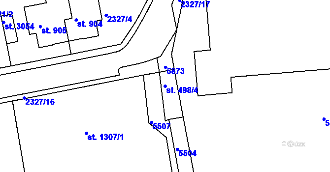 Parcela st. 498/4 v KÚ Domažlice, Katastrální mapa