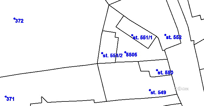Parcela st. 551/2 v KÚ Domažlice, Katastrální mapa