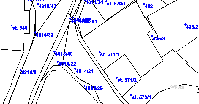 Parcela st. 571/1 v KÚ Domažlice, Katastrální mapa